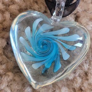 Blue heart glass necklace